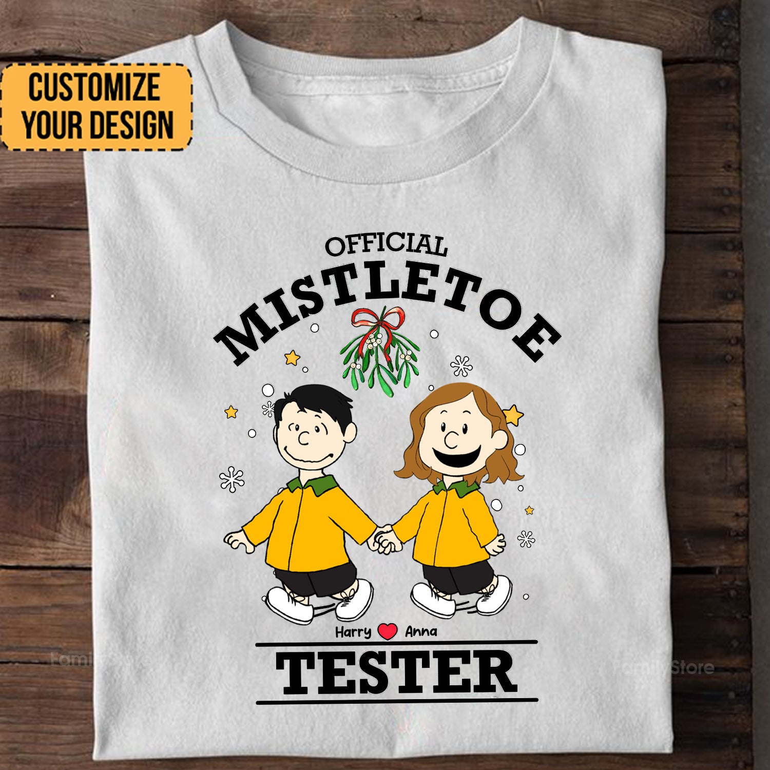 Official Mistletoe Tester Peanuts - Personalized Shirt - Gift For Couple, Husband Wife, Anniversary, Engagement, Wedding, Marriage Gift CL48 NH96