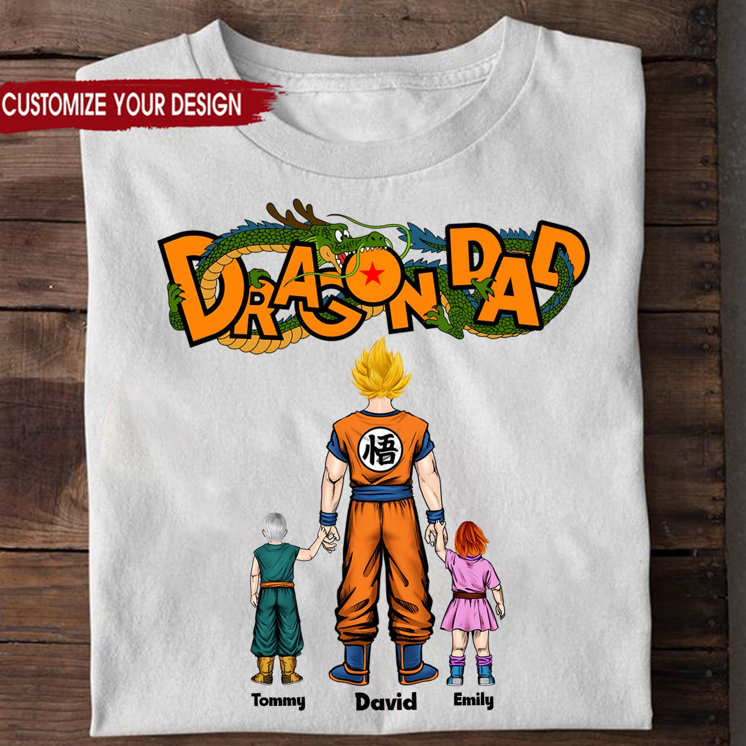 Funny Dragon Ball Dad Playing With Kids - Gift For Father - Personalized TShirt