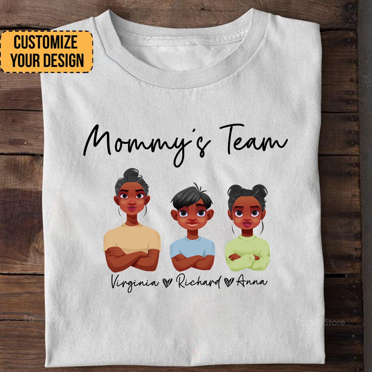 Mommy's Team Black Mom And Kids, Together We're A Team Black African - Personalized Shirt - Gift for Mom, Grandma, Wife CL50 NH96