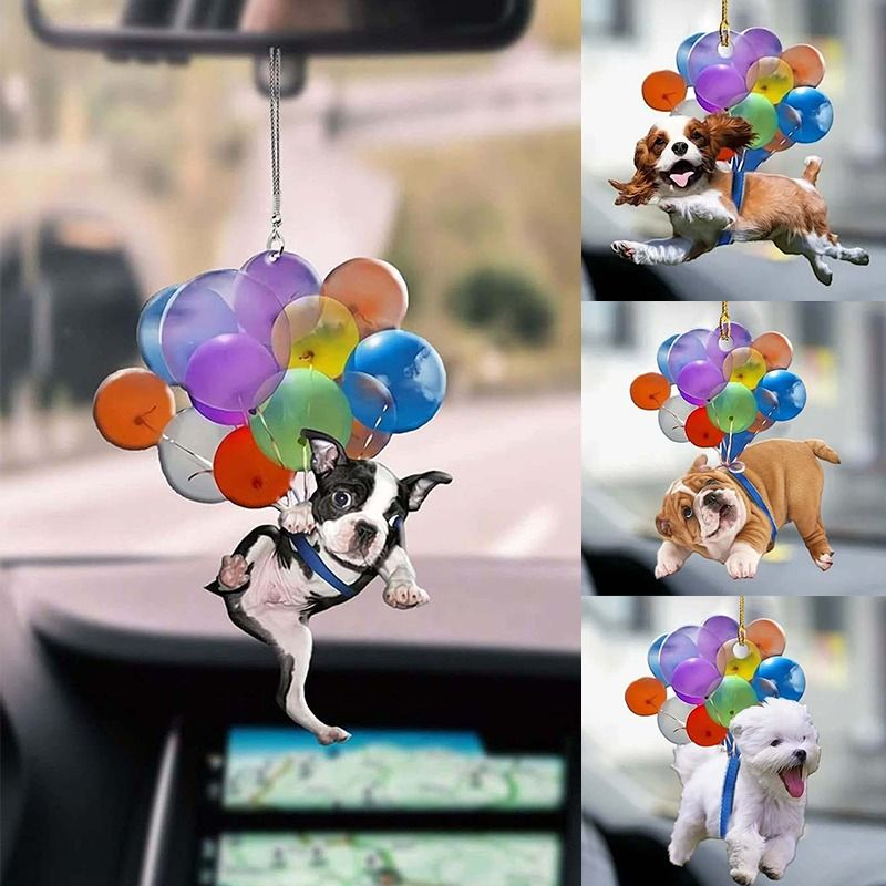 Animals Dog Fly With Bubbles Car Hanging Ornament - Custom Shape Arcylic Ornament PT