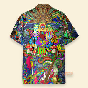 Hippie Music Electric Guitar Colorful Style Hawaiian Shirt