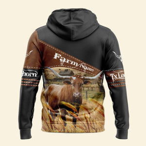 Personalized Uni Texas Longhorn On Farms Printed 3D Black Hoodie