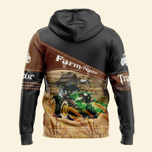 Personalized Uni Tractor On Farms Printed 3D Black Hoodie