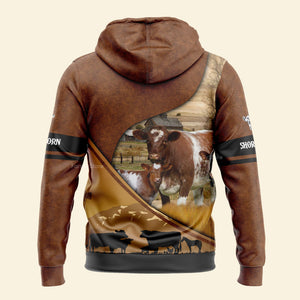 Personalized Uni Shorthorn Farming Dark Brown 3D Hoodie