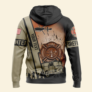 Personalized Text Firefighter US Flag All Over Print Hoodie For Men & Women