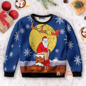 Funny Santa Xmas Reindeer Blue Ugly Sweatshirt For Men And Women