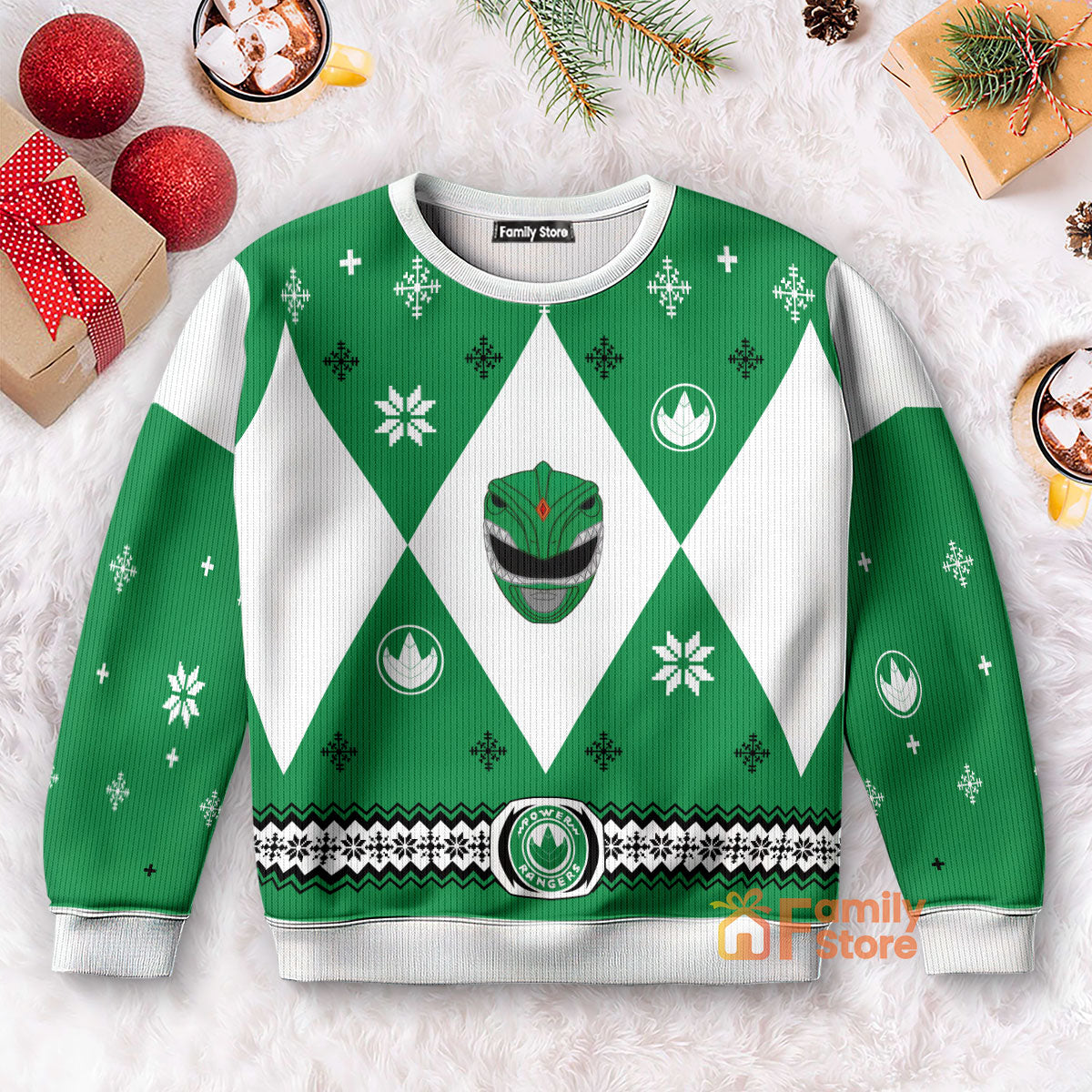 Mighty Morphin Power Rangers Green - Costume Ugly Christmas Sweater