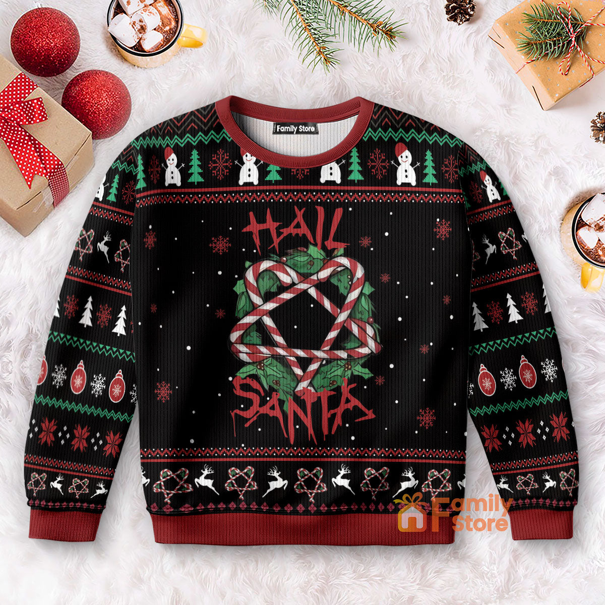 Xmas Hail Santa Candy Cane Summonings Ugly Sweater