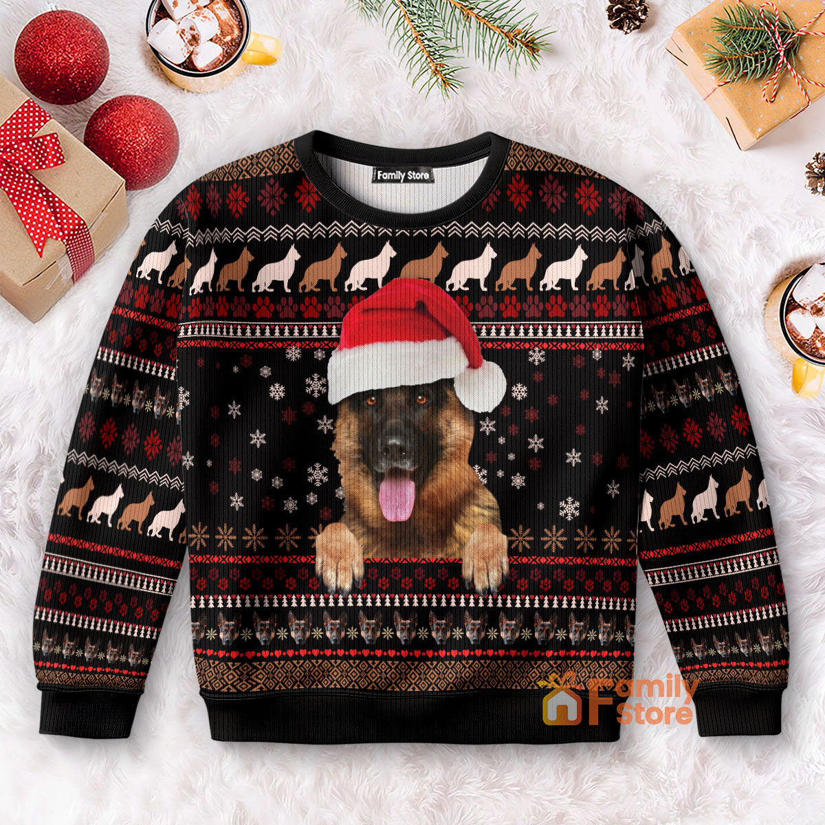Animal Christmas Hat German Shepherd Dog Ugly Christmas Sweater