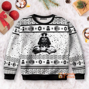 Christmas Star Wars Darth Vader Black And White Ugly Sweatshirts