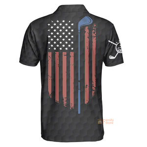 US Flag Teared Golf Pattern Golf Men Polo Shirt