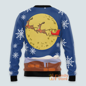 Funny Santa Xmas Reindeer Blue Ugly Sweatshirt For Men And Women