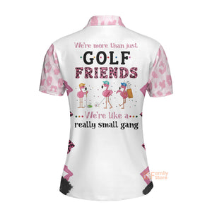 Personalized Womens We're More Than Just Golf Friends Flamingo Leopard Polo Shirt