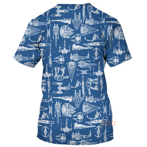 Star Wars Blue Space Ships - 3D T-shirt