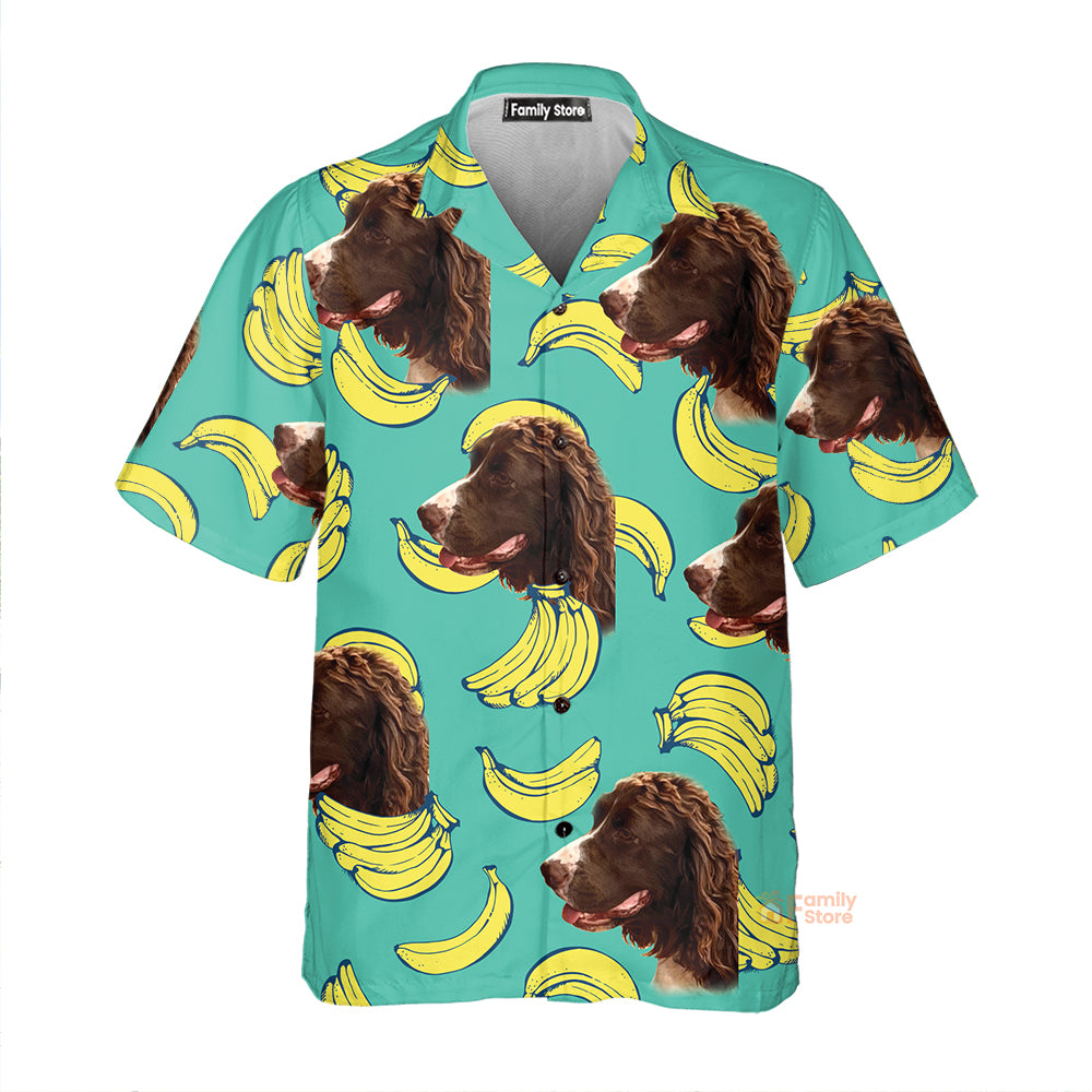 Personalized Puppy Lovers Gift  Banana Pattern Mint Color Hawaiian Shirt