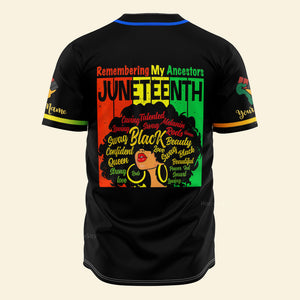 Remembering My Ancestors Natural Hair Black Women - Custom Name Baseball Jersey - Juneteenth