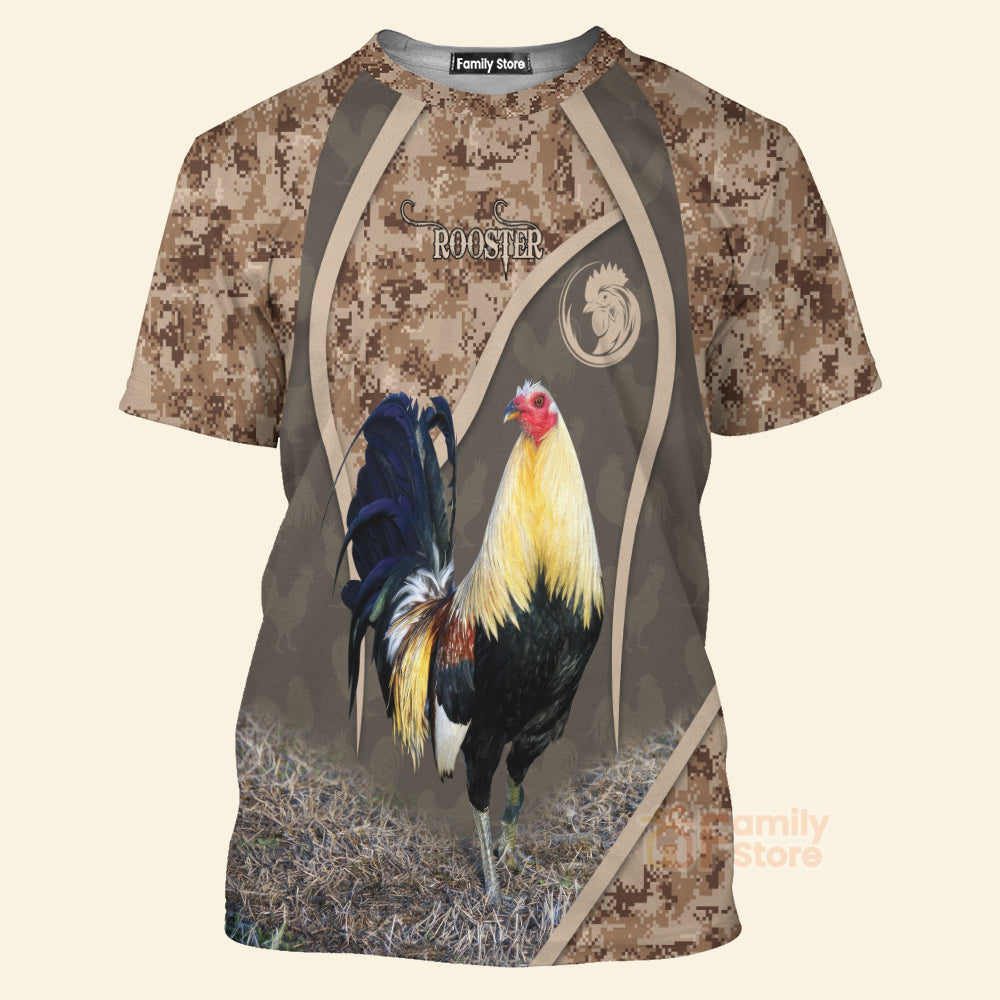 FamilyStore Rooster Chocolate Brown - 3D TShirt