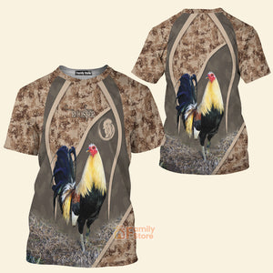 FamilyStore Rooster Chocolate Brown - 3D TShirt