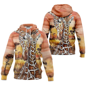 The Mother And Child Giraffe Animals Africa Forest Hoodie