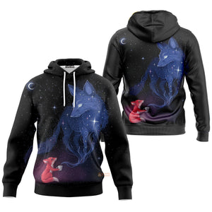 Fox In Galaxy Background Hoodie For Men & Women