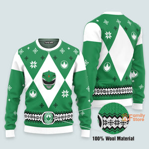 Mighty Morphin Power Rangers Green - Costume Ugly Christmas Sweater