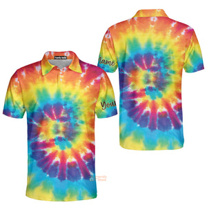 Personalized Colorful Tie Dye Background Golf Men Polo Shirt