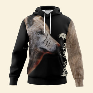 Personalized Gray Wolf Hoodie For Men And Women