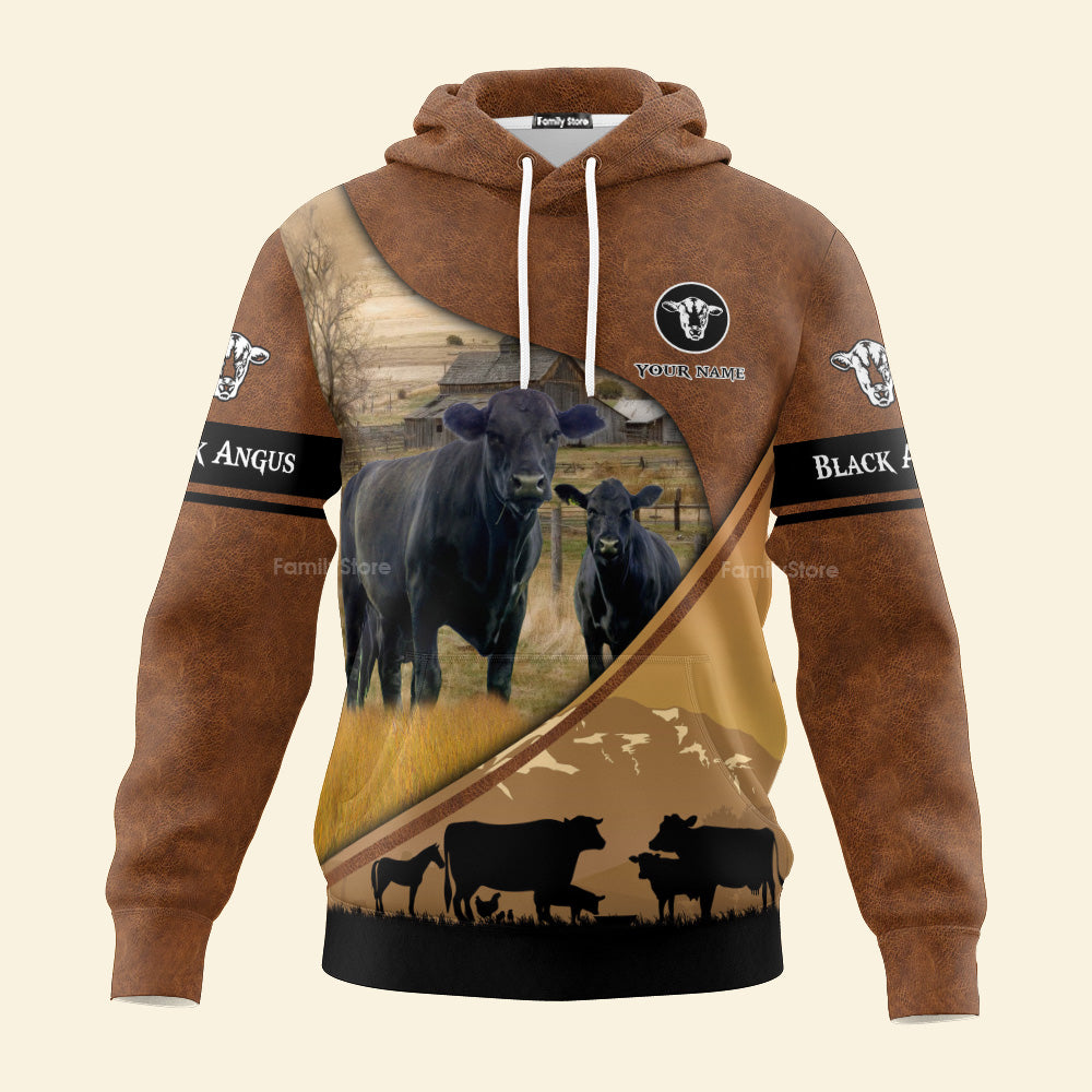 Personalized Uni Black Angus Farming Dark Brown 3D Hoodie