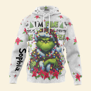 It's Fine I'm Fine - Personalized Green Monster Christmas All Over Shirt DN100