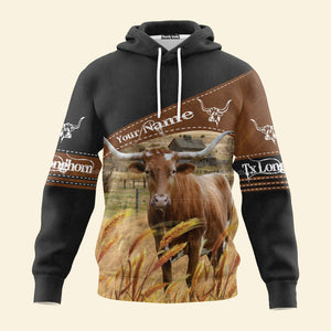 Personalized Uni Texas Longhorn On Farms Printed 3D Black Hoodie