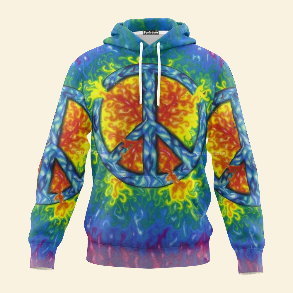 Hippie Peace Energy Symbol - Hoodie For Men, Women