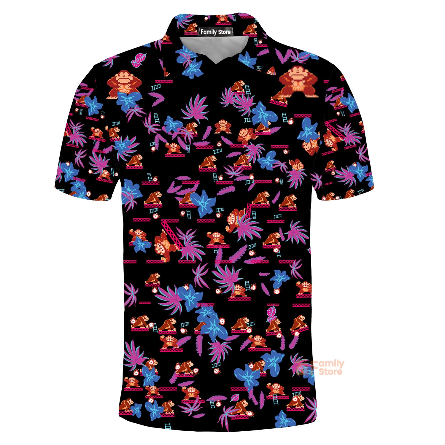 Donkey Kong Pattern Nintendo Video Games - Polo Shirt For Men