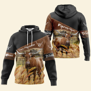 Personalized Uni Texas Longhorn On Farms Printed 3D Black Hoodie