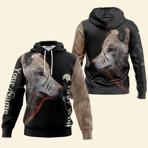 Personalized Gray Wolf Hoodie For Men And Women