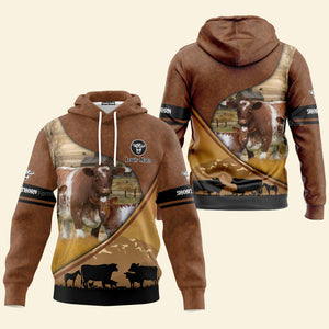 Personalized Uni Shorthorn Farming Dark Brown 3D Hoodie