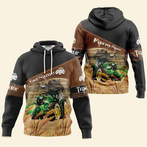 Personalized Uni Tractor On Farms Printed 3D Black Hoodie