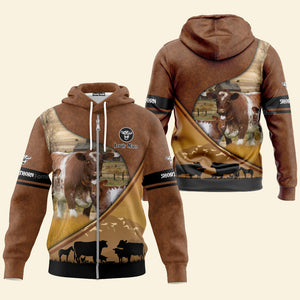 Personalized Uni Shorthorn Farming Dark Brown 3D Hoodie