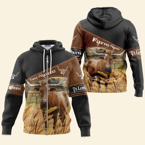 Personalized Uni Texas Longhorn On Farms Printed 3D Black Hoodie