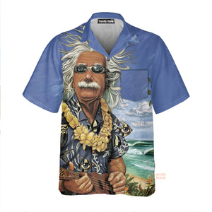 Albert Einstein Chilling On The Beach Custom Hawaii Shirt