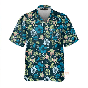 Starwars Grogu Baby Yoda Tropical Leaves- Hawaiian Shirt For Men, Women, Kids