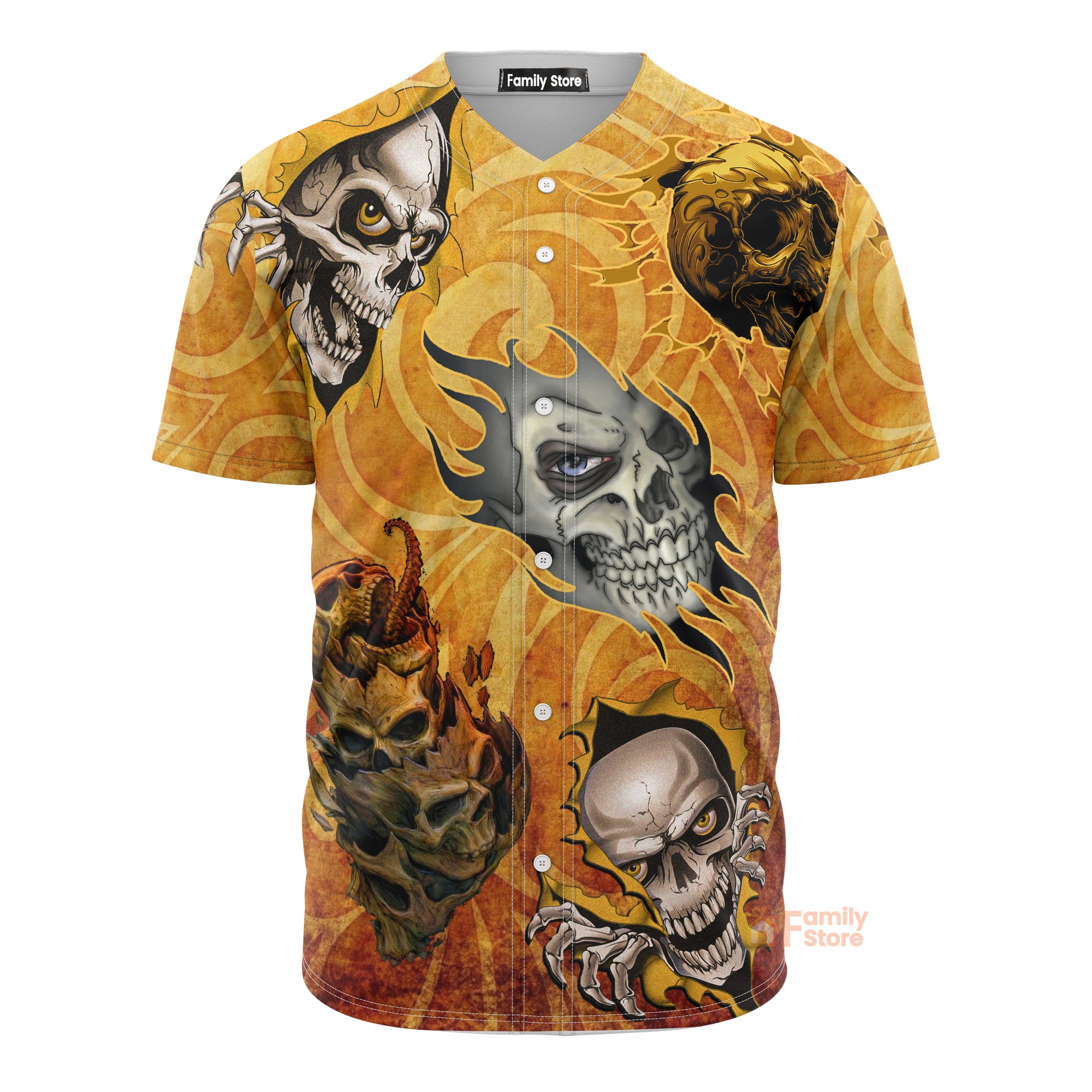 Skull And Fire My Style Baseball Jersey