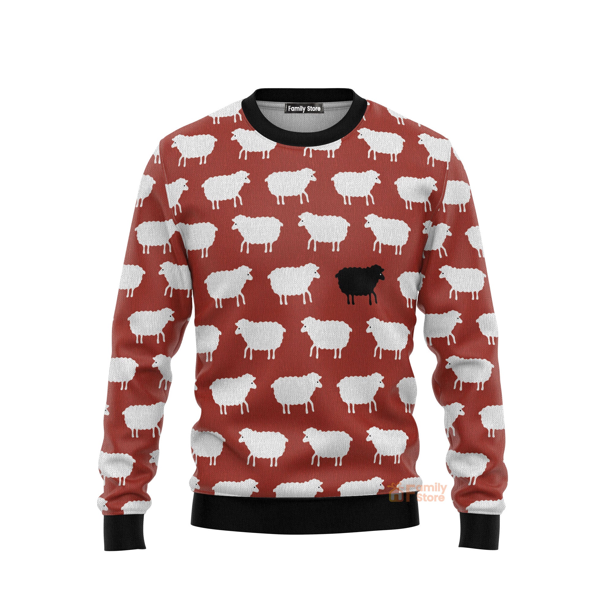 Sheep Black And White Ugly Christmas Sweater For Men & Women