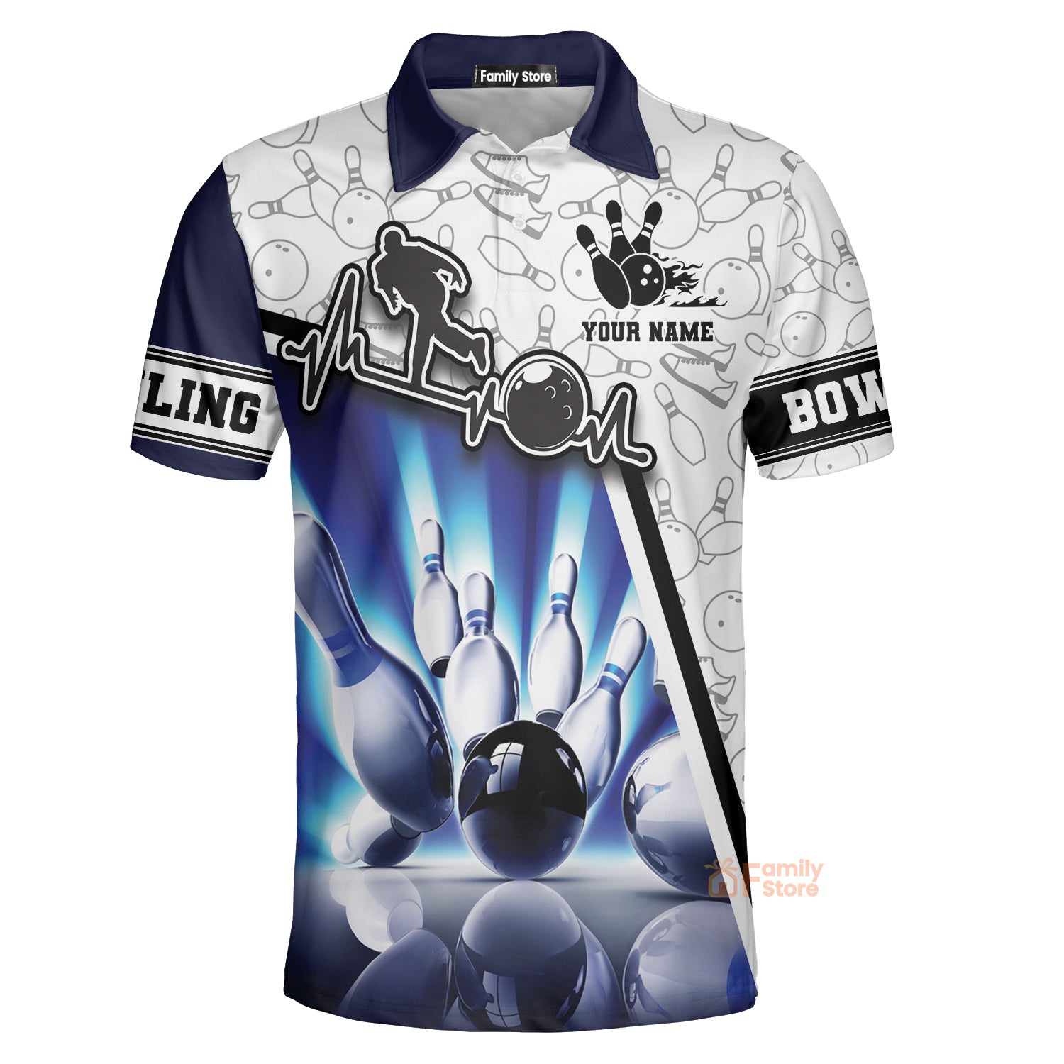 Personalized Men Bowling 3D All Over Print Team Uniform Polo Shirt