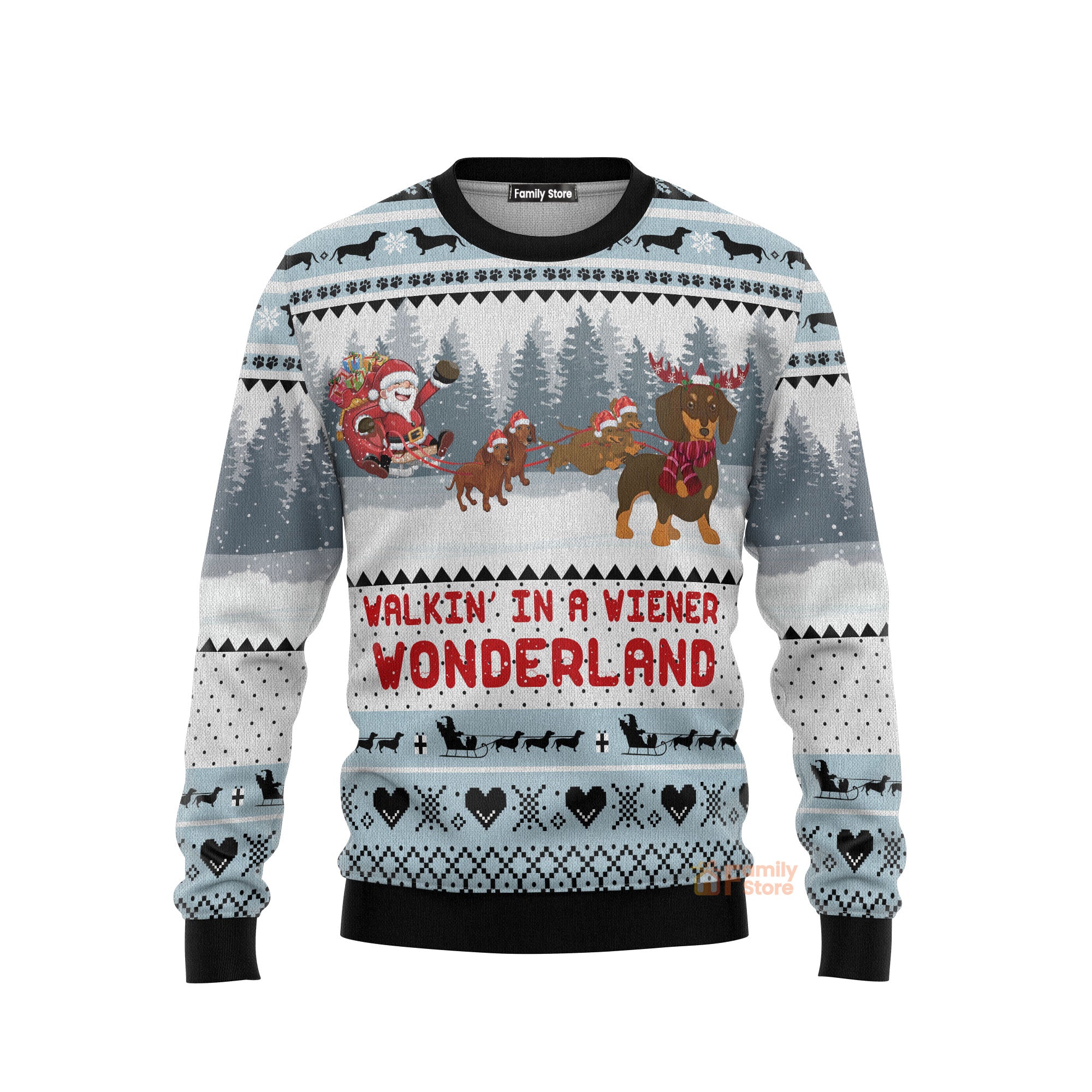 Walkin‘ In A Weiner Wonderland Dachshund Lover Ugly Chirtmas Sweater