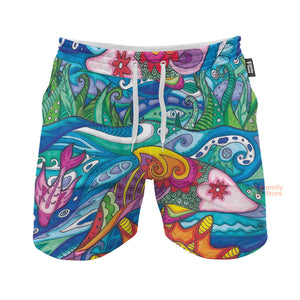 Hippie Fish In The Sea And The Sun - Beach Short For Men, Women