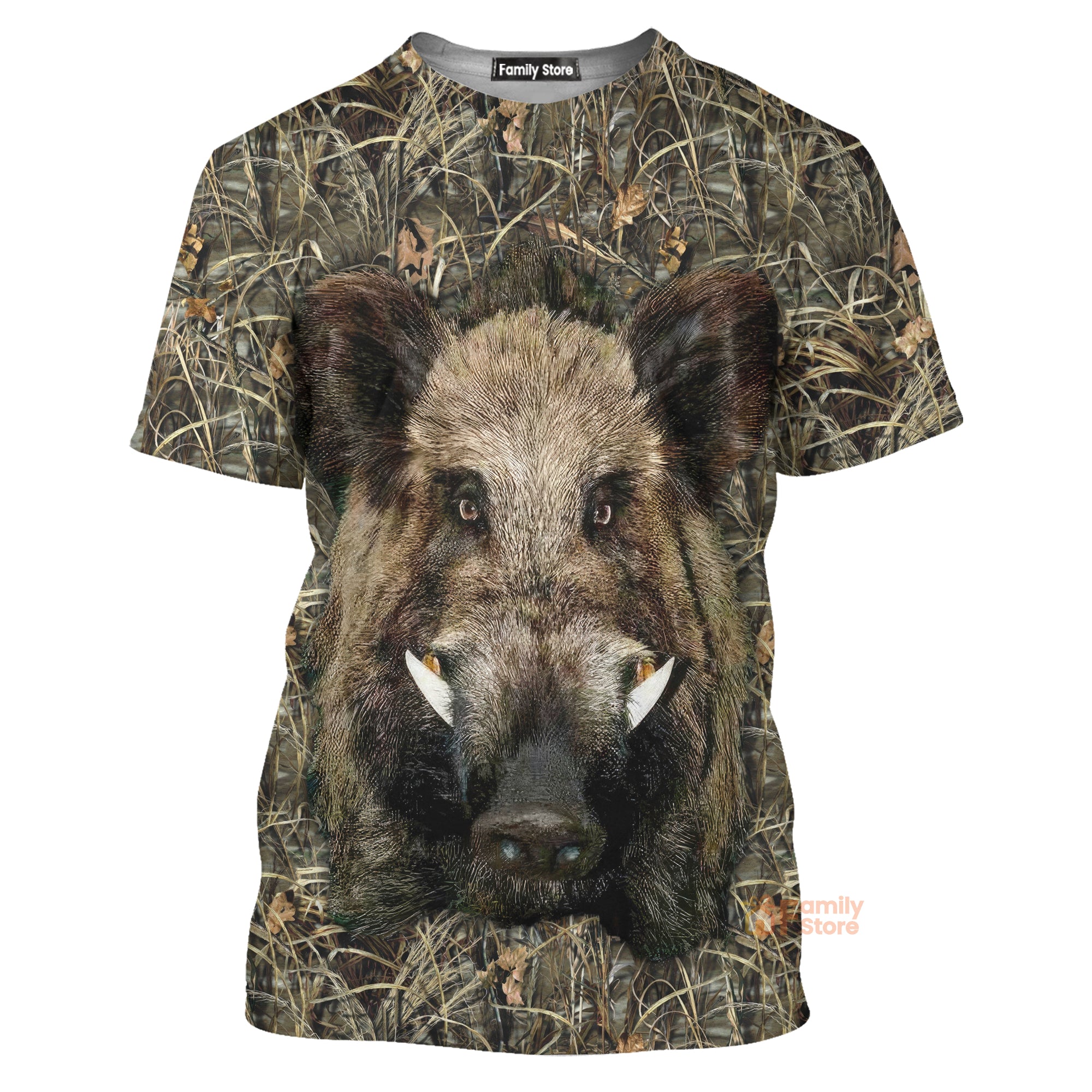 Boar Hunting Navy Green T-Shirt 3D For Men & Women