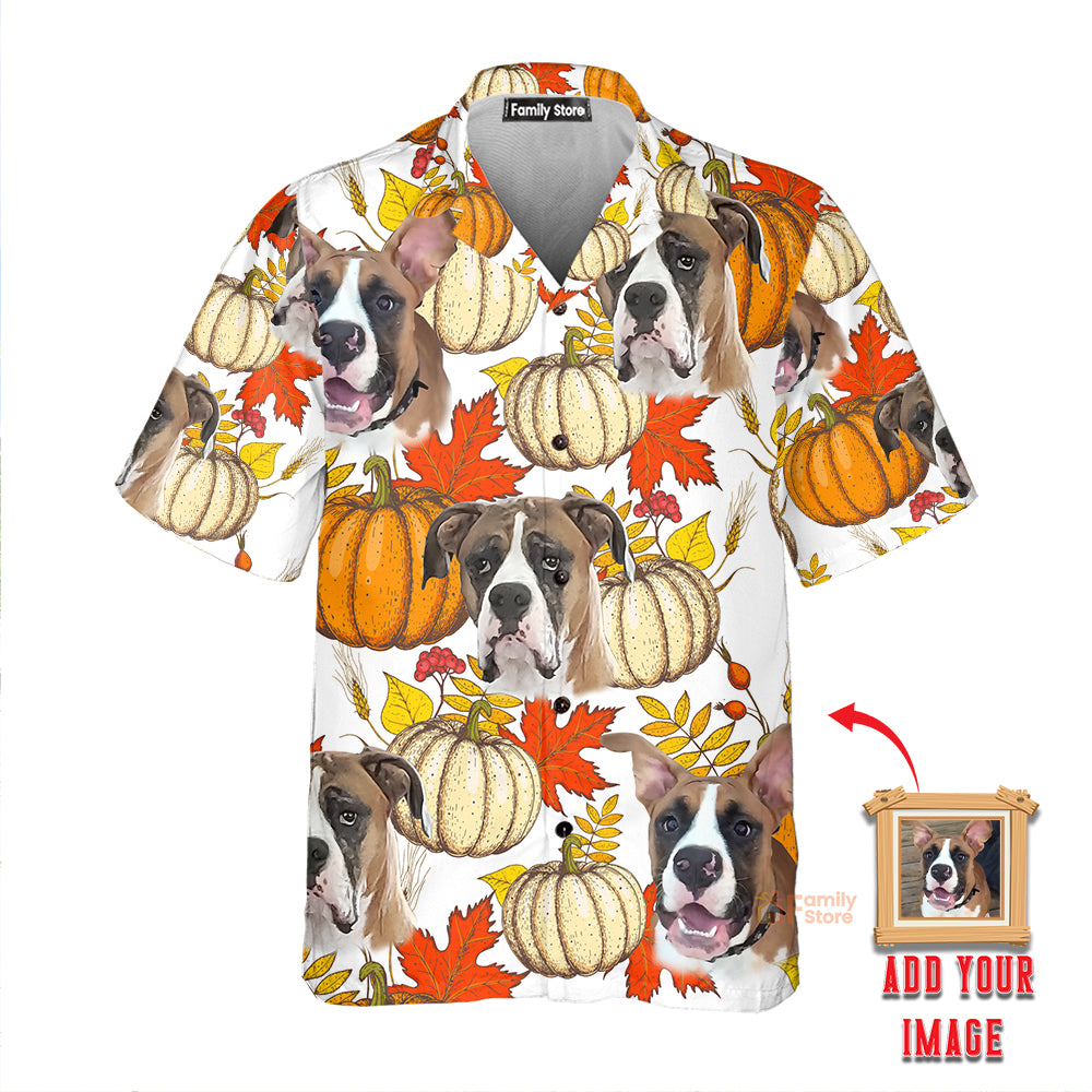 Custom Face Pumkin Fall Leaves - Gift For Mom Dog, Dad Dog,  Pet Lover - Personalized Hawaiian Shirt