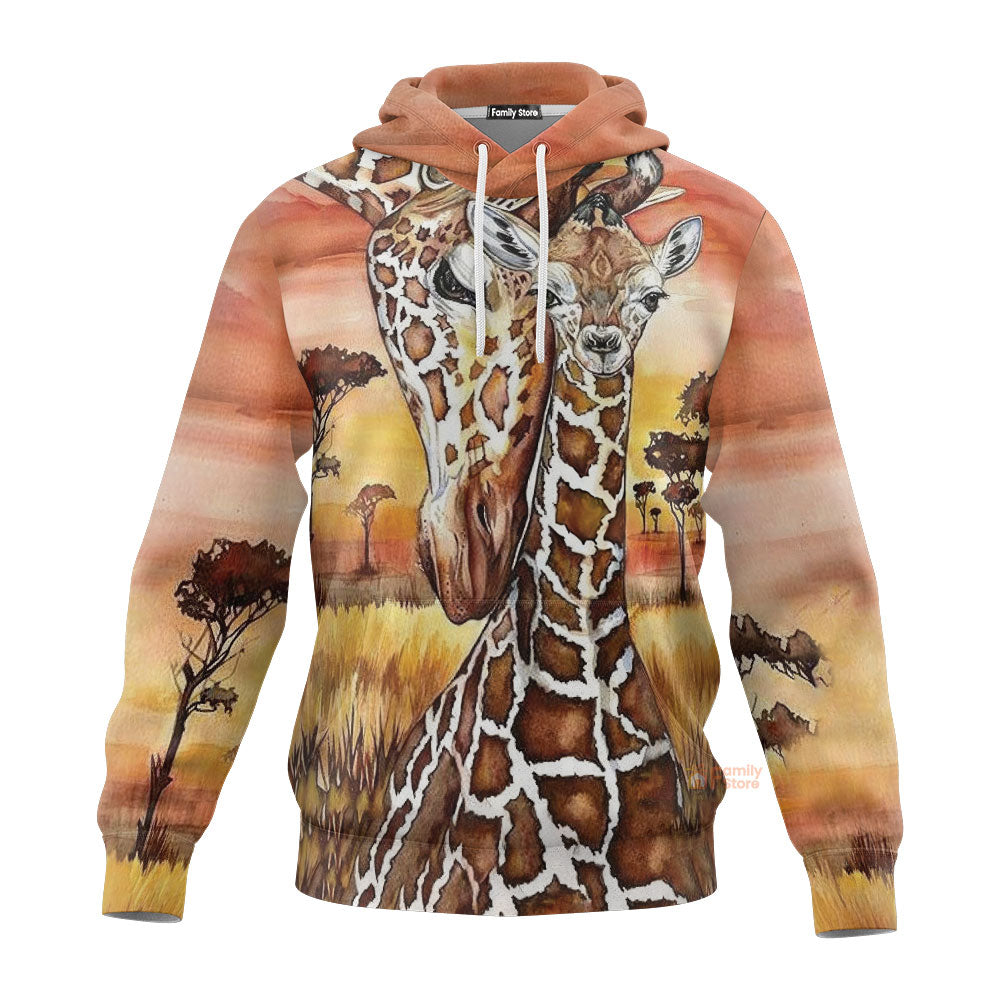 The Mother And Child Giraffe Animals Africa Forest Hoodie