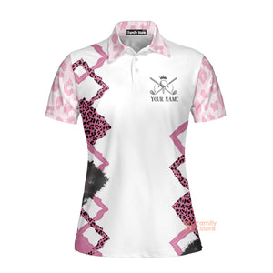 Personalized Womens We're More Than Just Golf Friends Flamingo Leopard Polo Shirt