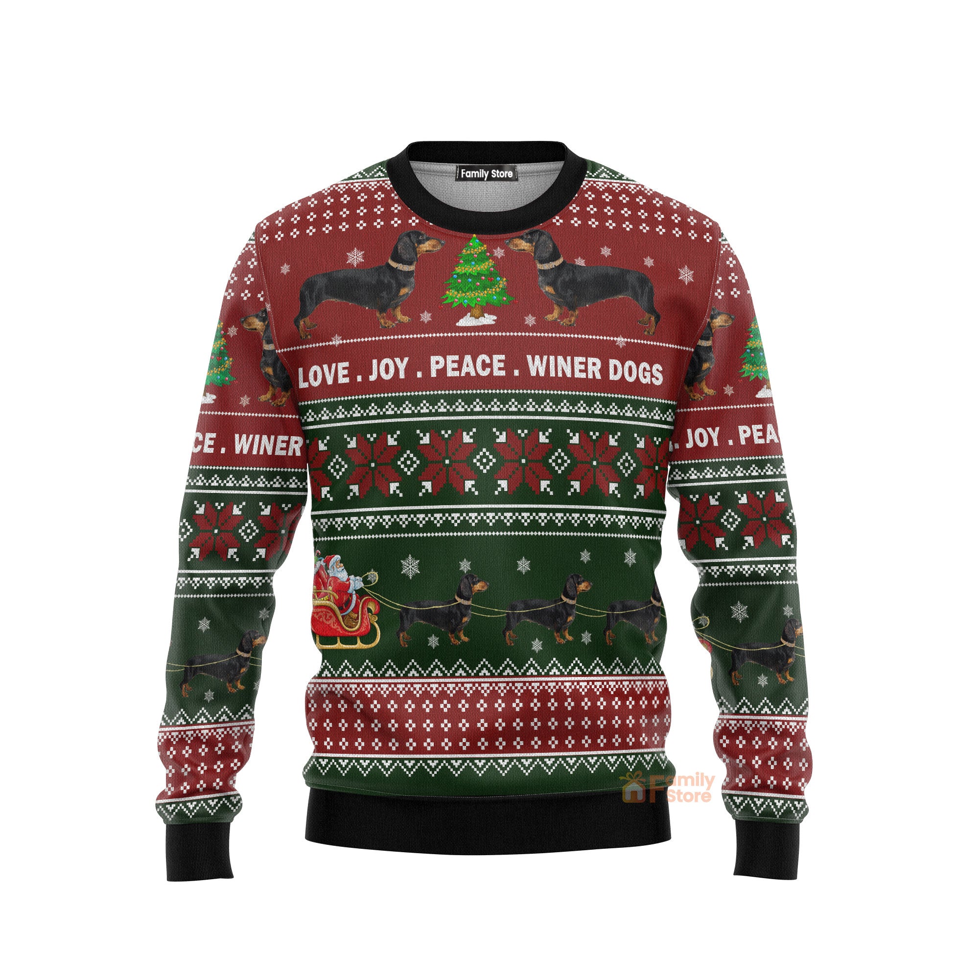 Christmas Dachshund Love Joy Wiener Peace Ugly Sweater